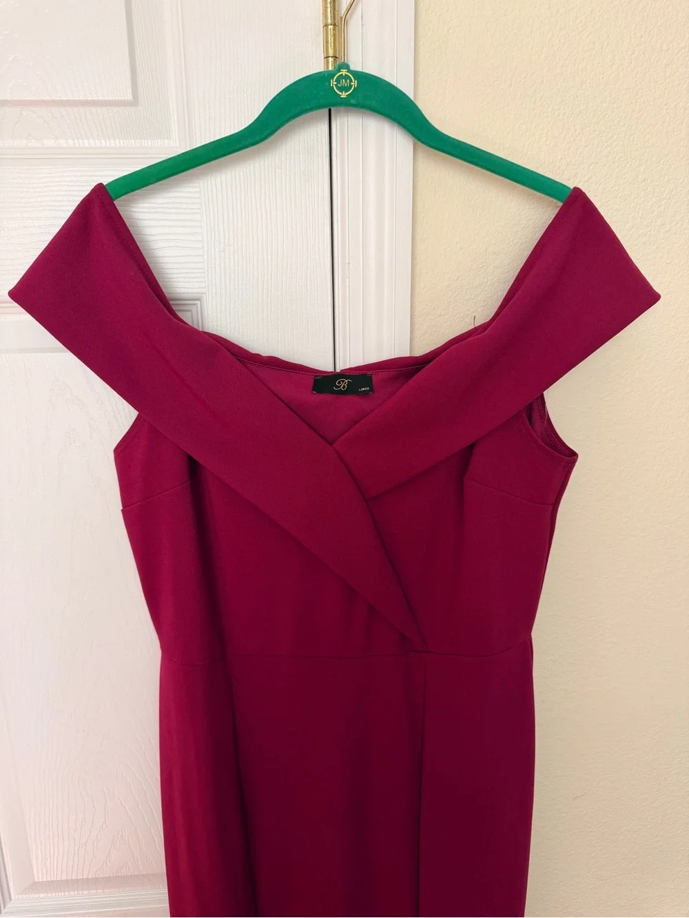 Off-Shoulder Burgundy Evening Gown